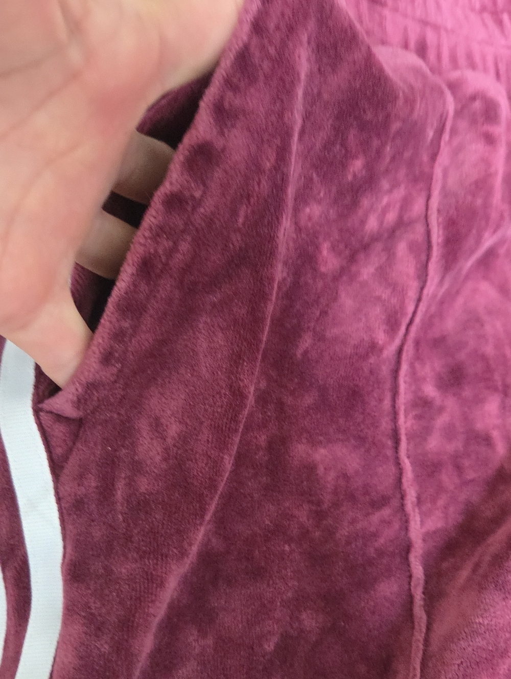 Adidas Originals Burgundy Velour Tracksuit Set Y2K 3 Stripe Jacket Pants M - Picture 14 of 16